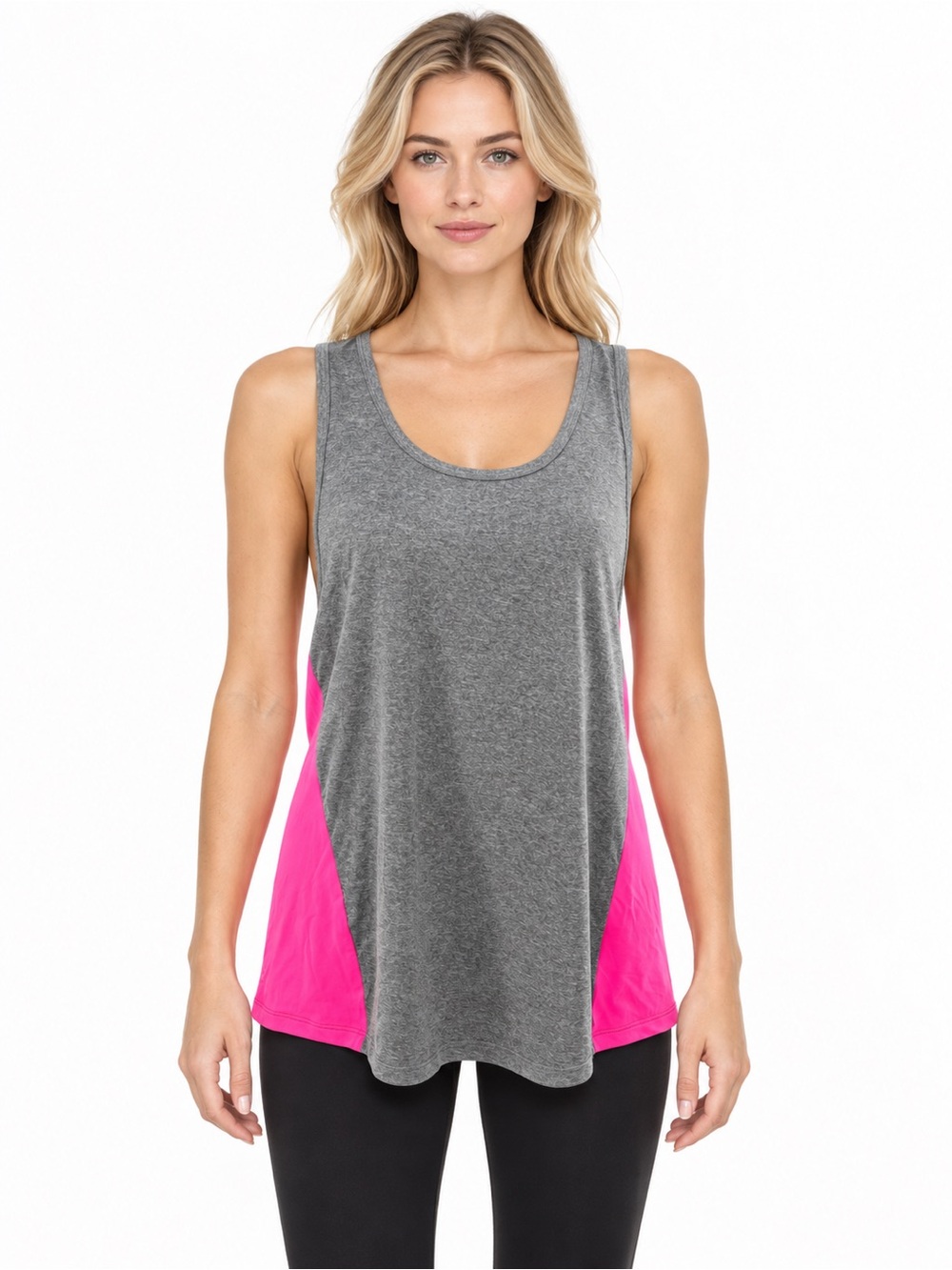 RBX Grey Performance Tank Top Hot Pink Side Panels Perforated Back Size Large
